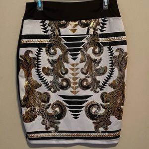 Black, gold, and white skirt